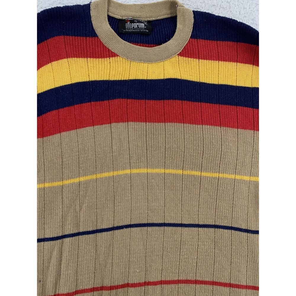 Vintage Forum‎ Sportswear Sweater Mens Small Striped Retro Crewneck 90s Pullover